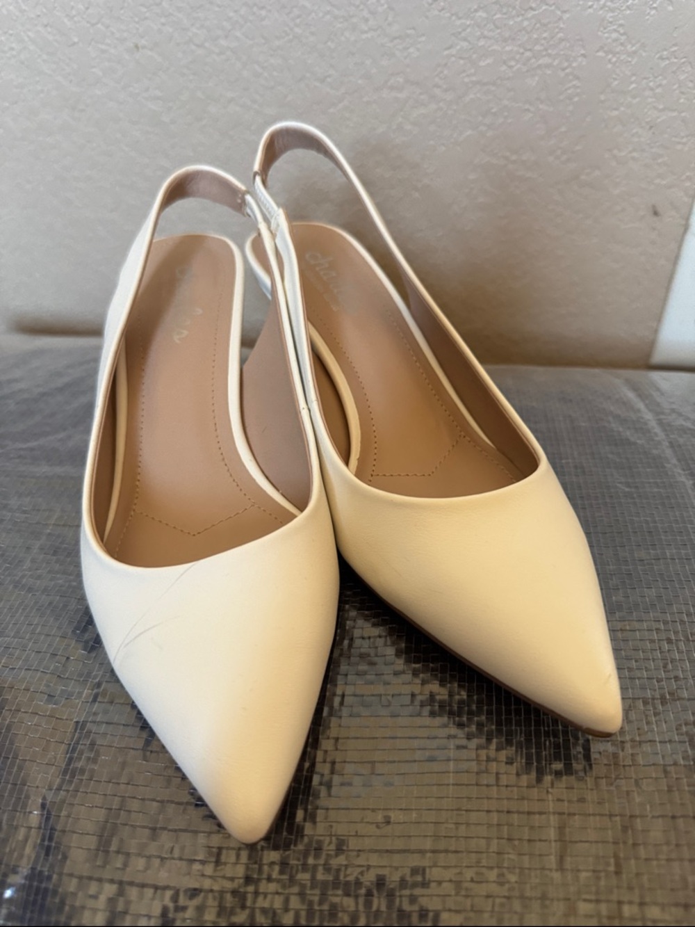 Charles By Charles David Pointed Toe Slingback Flats in Off-White